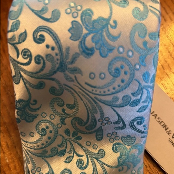Jason & Vogue Blue Floral Patterned 100% Silk Tie NWT!! - Picture 5 of 8